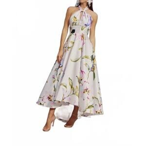 NEW FRASCARA high-low halter dress in white floral